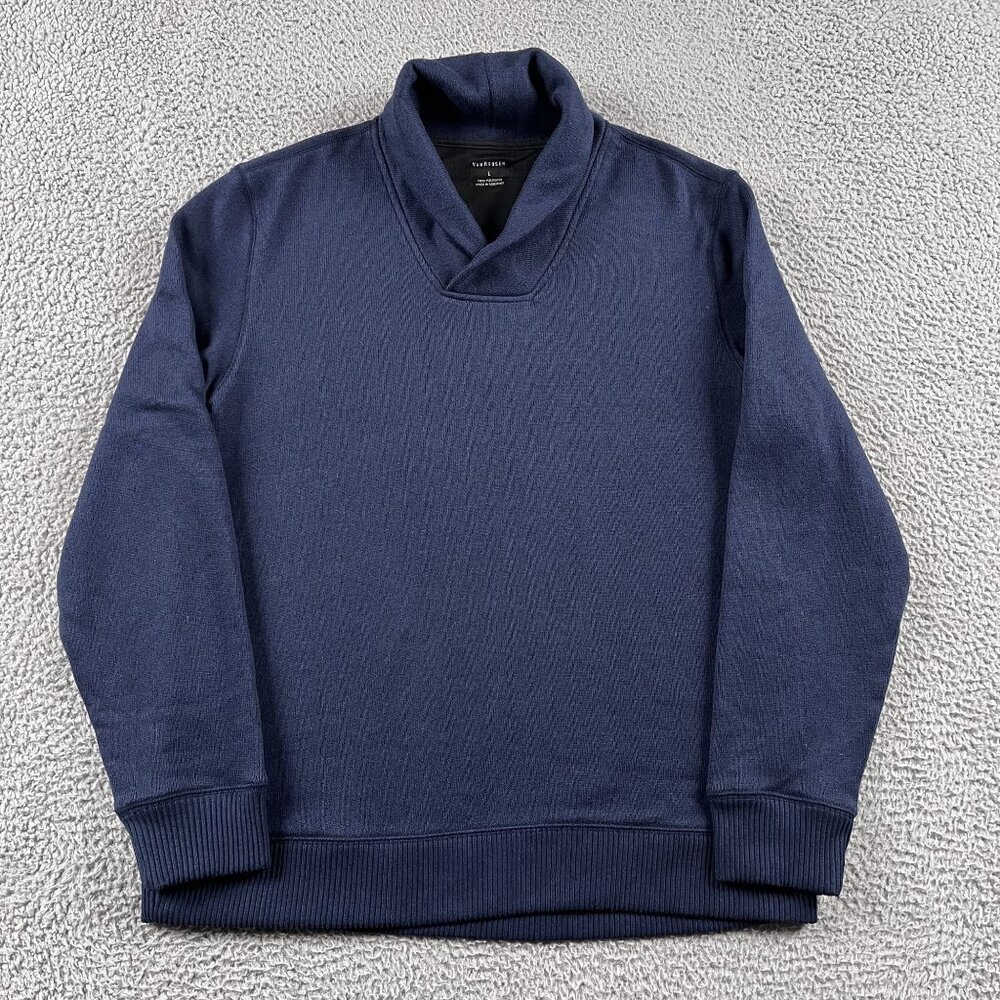 Van‎ Heusen Sweater Mens Large Blue Cowl Neck Pullover
